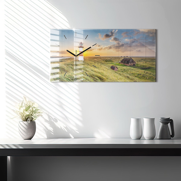 Ceas orizontale de perete din sticlă Far