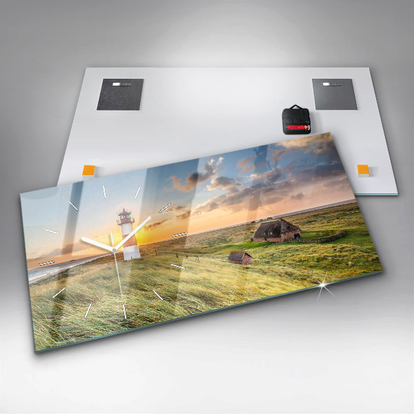 Ceas orizontale de perete din sticlă Far