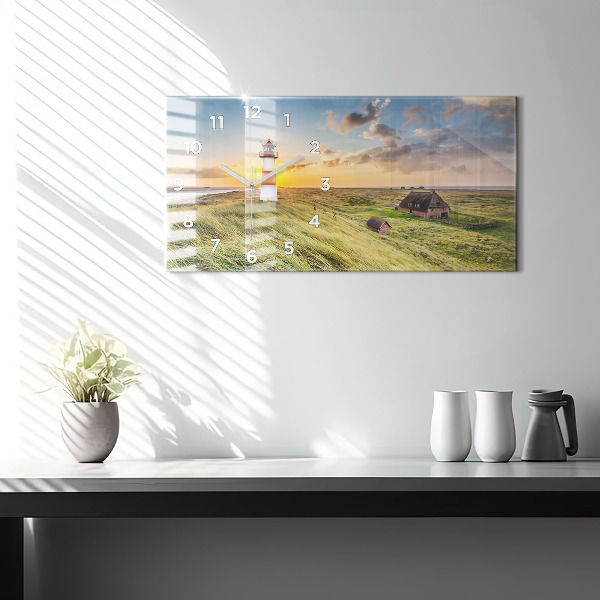 Ceas orizontale de perete din sticlă Far