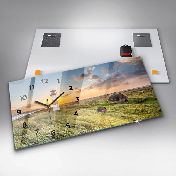 Ceas orizontale de perete din sticlă Far