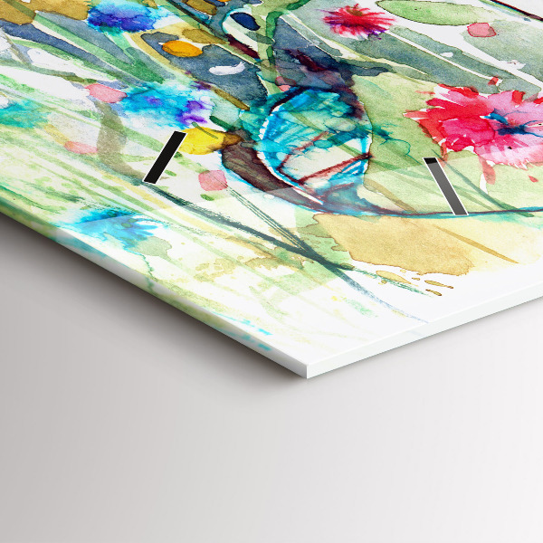 Ceas orizontale de perete din sticlă Macii În Lunca