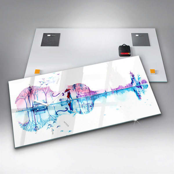 Ceas orizontale de perete din sticlă Lacul Cello Park