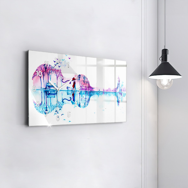 Ceas orizontale de perete din sticlă Lacul Cello Park