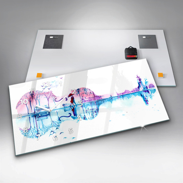 Ceas orizontale de perete din sticlă Lacul Cello Park