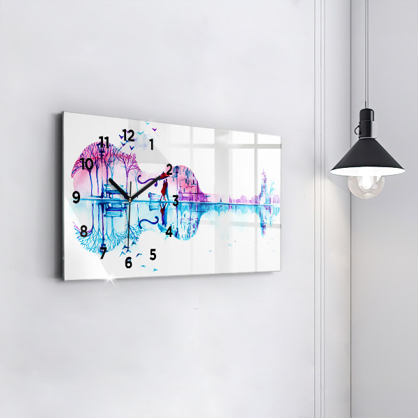 Ceas orizontale de perete din sticlă Lacul Cello Park