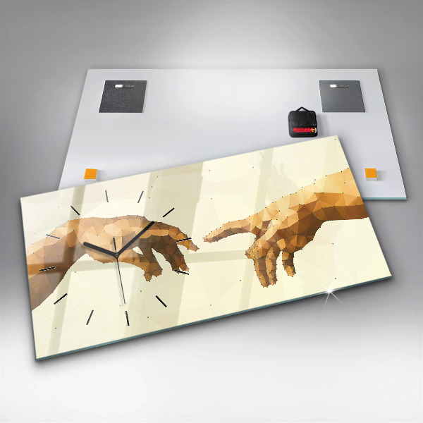 Ceas orizontale de perete din sticlă Crearea lui Adam