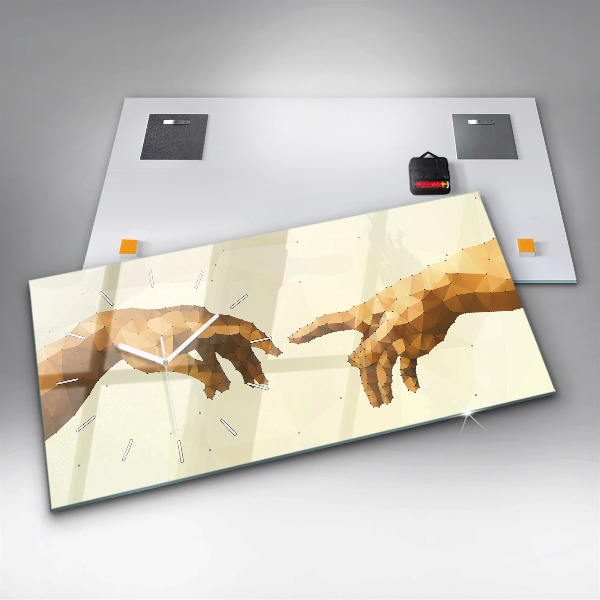 Ceas orizontale de perete din sticlă Crearea lui Adam