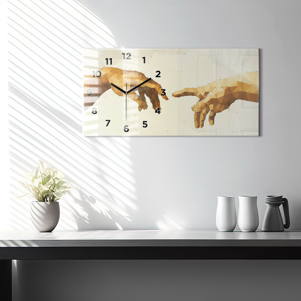 Ceas orizontale de perete din sticlă Crearea lui Adam