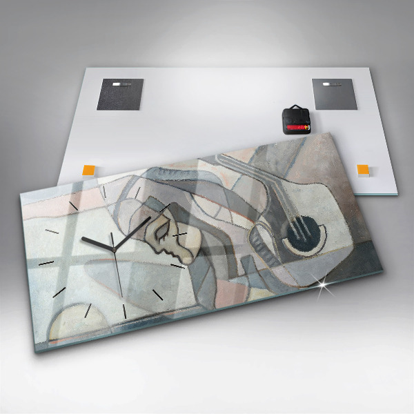 Ceas orizontale de perete din sticlă Pictura abstractă