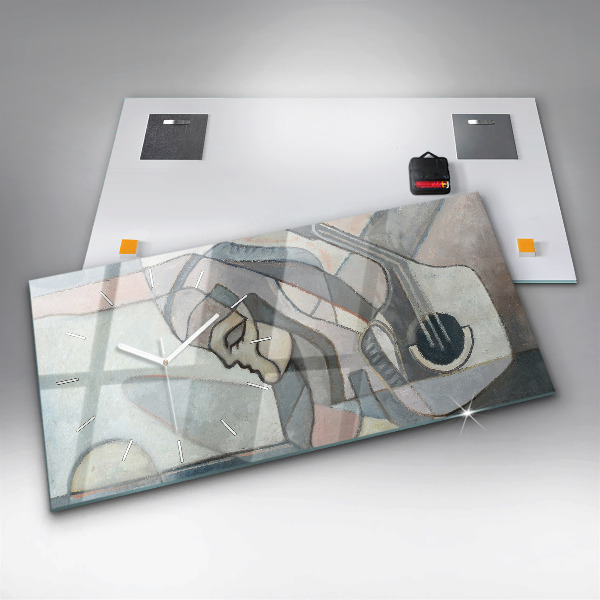 Ceas orizontale de perete din sticlă Pictura abstractă