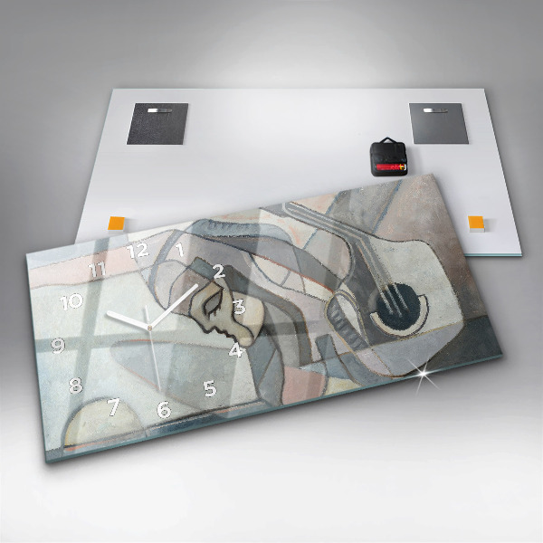 Ceas orizontale de perete din sticlă Pictura abstractă