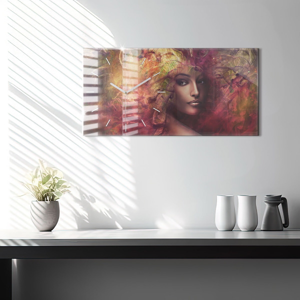 Ceas orizontale de perete din sticlă Portretul unei femei