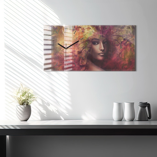 Ceas orizontale de perete din sticlă Portretul unei femei