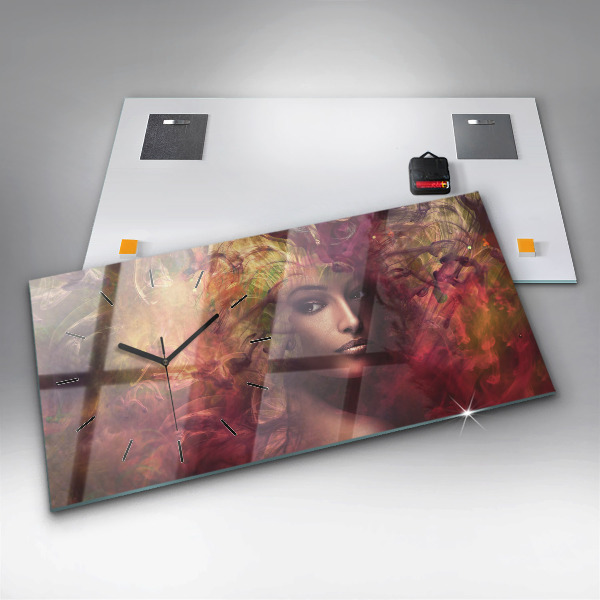 Ceas orizontale de perete din sticlă Portretul unei femei