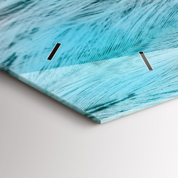 Ceas orizontale de perete din sticlă Pene colorate