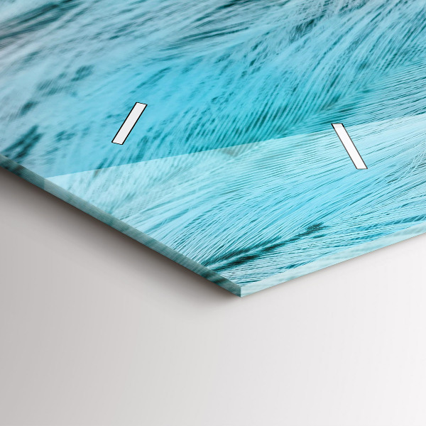 Ceas orizontale de perete din sticlă Pene colorate