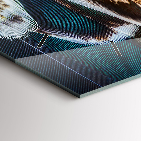 Ceas orizontale de perete din sticlă Pene de pasăre maro deschis