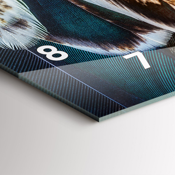 Ceas orizontale de perete din sticlă Pene de pasăre maro deschis