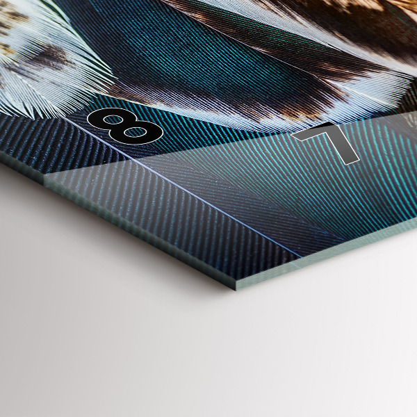 Ceas orizontale de perete din sticlă Pene de pasăre maro deschis