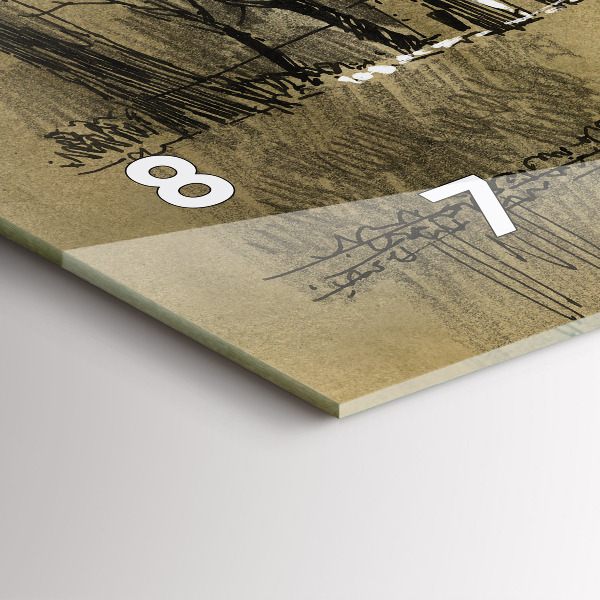 Ceas orizontale de perete din sticlă Parc și copaci în sepia