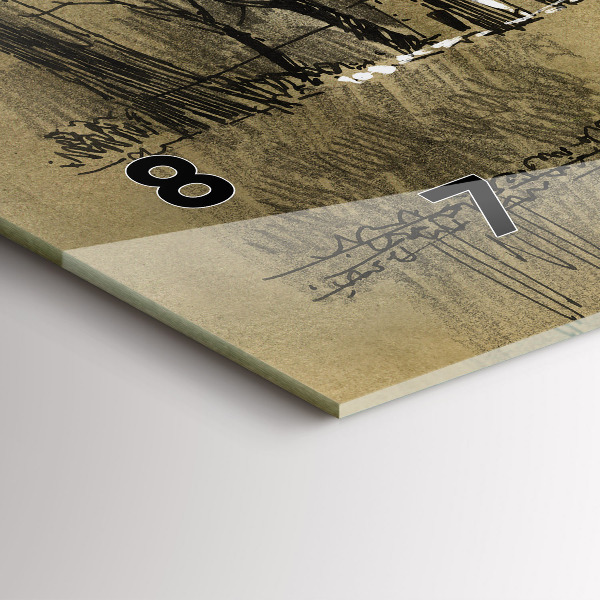 Ceas orizontale de perete din sticlă Parc și copaci în sepia