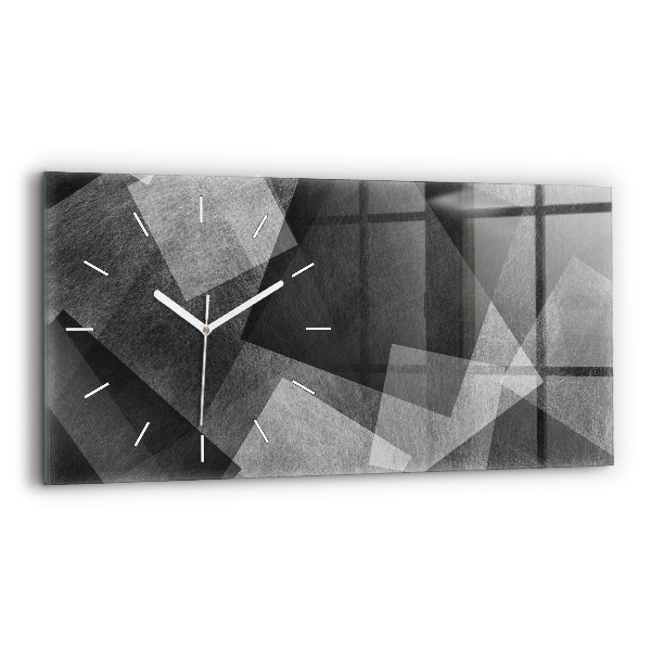 Ceas orizontale de perete din sticlă Abstracția geometrică