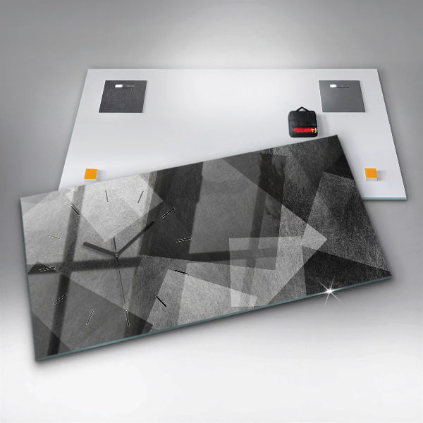 Ceas orizontale de perete din sticlă Abstracția geometrică