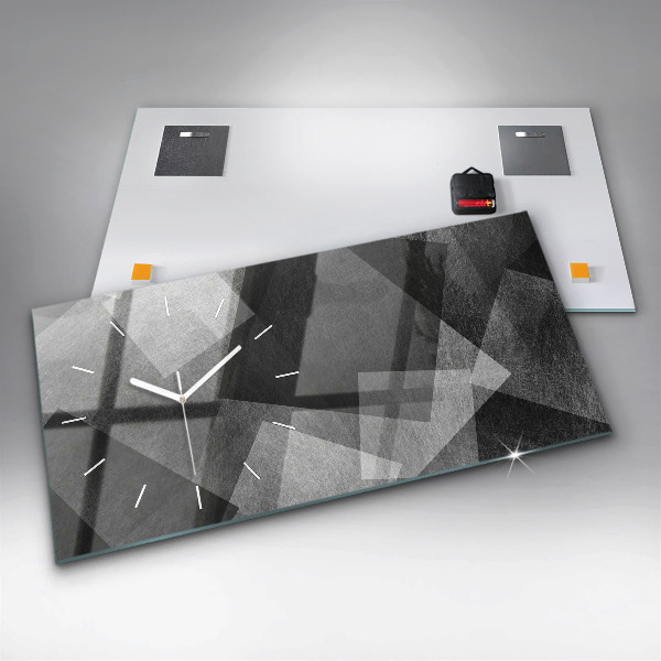 Ceas orizontale de perete din sticlă Abstracția geometrică