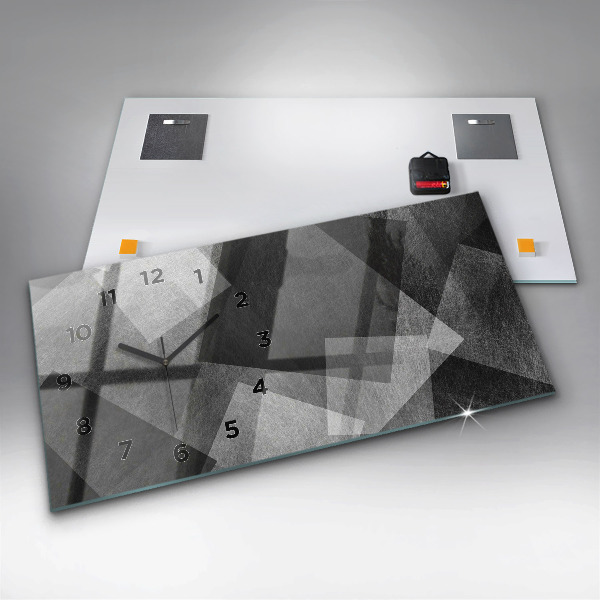 Ceas orizontale de perete din sticlă Abstracția geometrică