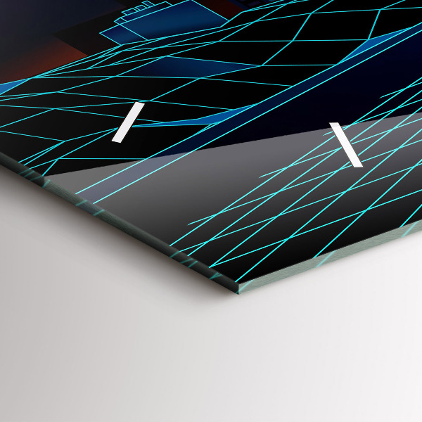 Ceas orizontale de perete din sticlă Orașul Cyberspace