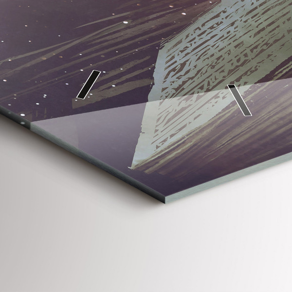 Ceas orizontale de perete din sticlă Carte abstractă