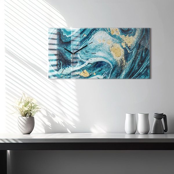 Ceas orizontale de perete din sticlă Marmură abstractă