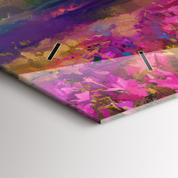 Ceas orizontale de perete din sticlă Peisaj de natură și flori