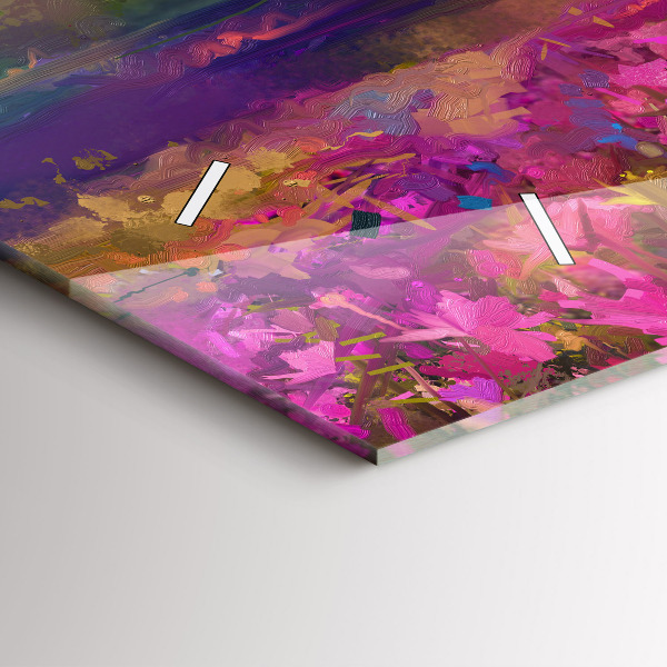 Ceas orizontale de perete din sticlă Peisaj de natură și flori