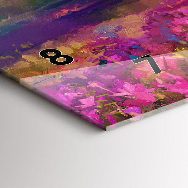 Ceas orizontale de perete din sticlă Peisaj de natură și flori