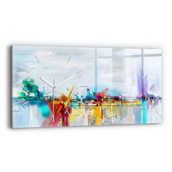 Ceas orizontale de perete din sticlă Pod abstract