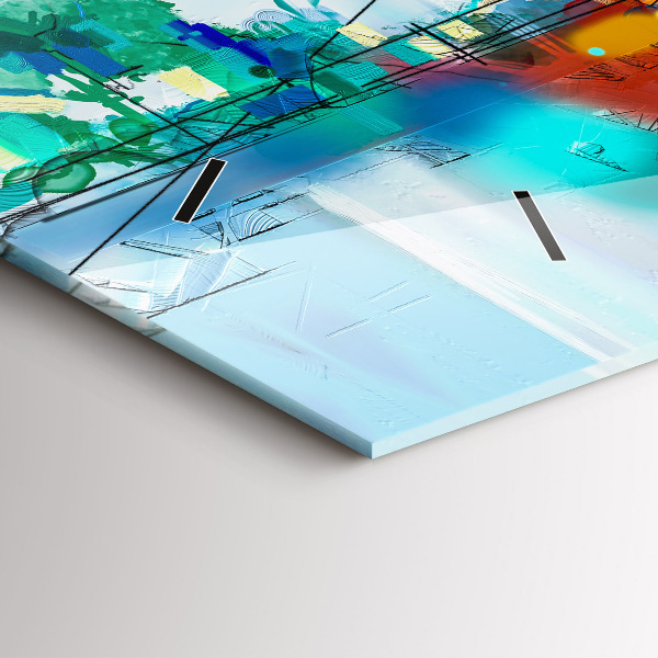 Ceas orizontale de perete din sticlă Pod abstract