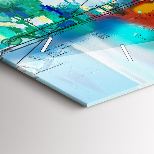 Ceas orizontale de perete din sticlă Pod abstract