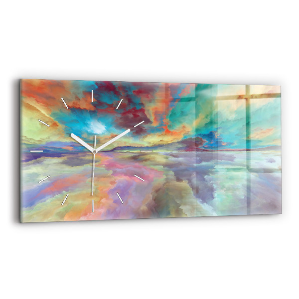Ceas orizontale de perete din sticlă Peisaj abstract