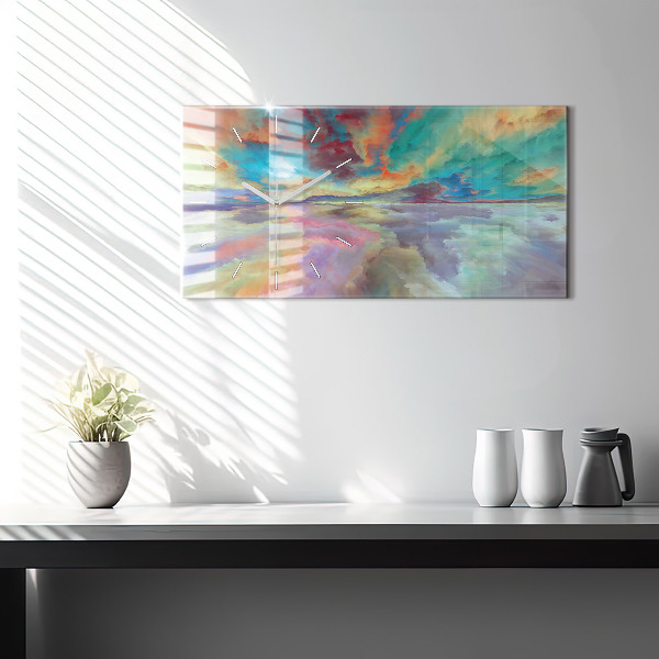 Ceas orizontale de perete din sticlă Peisaj abstract