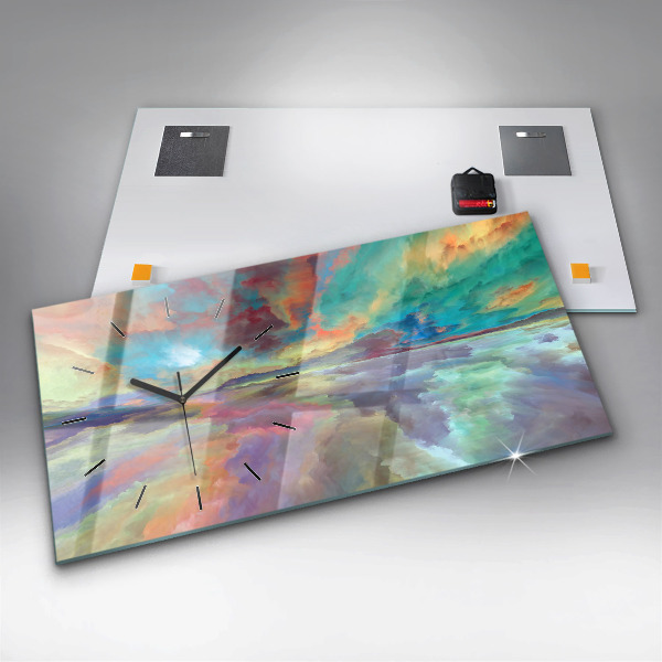 Ceas orizontale de perete din sticlă Peisaj abstract