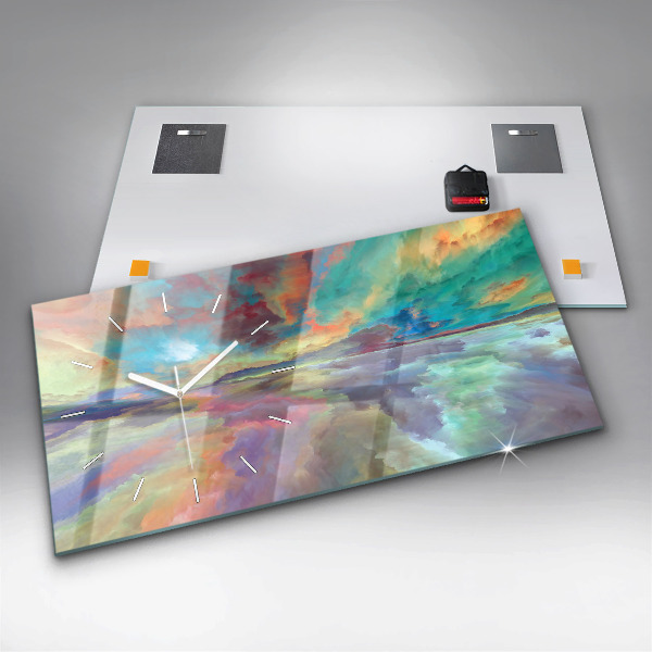 Ceas orizontale de perete din sticlă Peisaj abstract