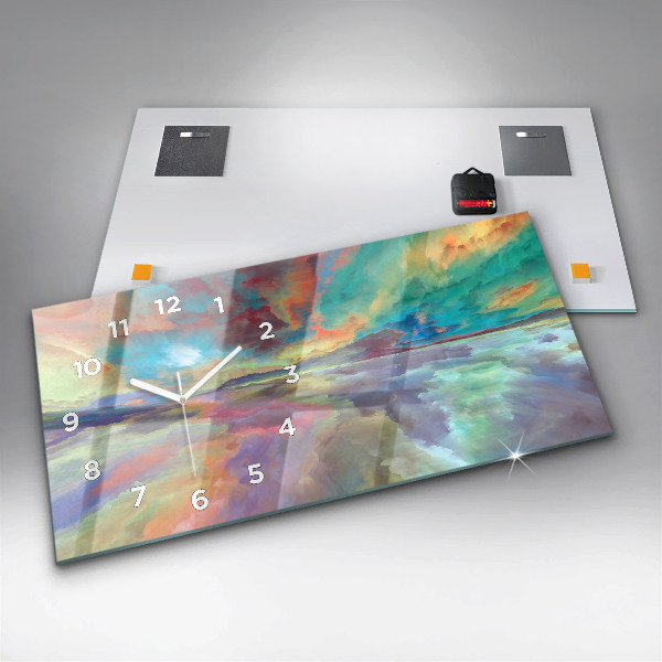 Ceas orizontale de perete din sticlă Peisaj abstract