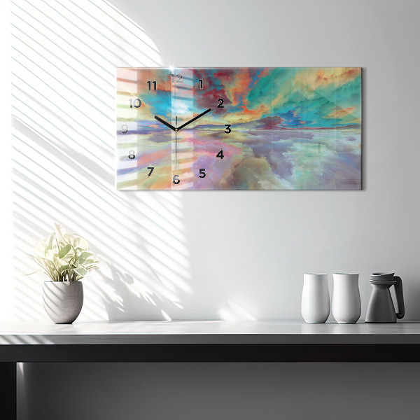 Ceas orizontale de perete din sticlă Peisaj abstract