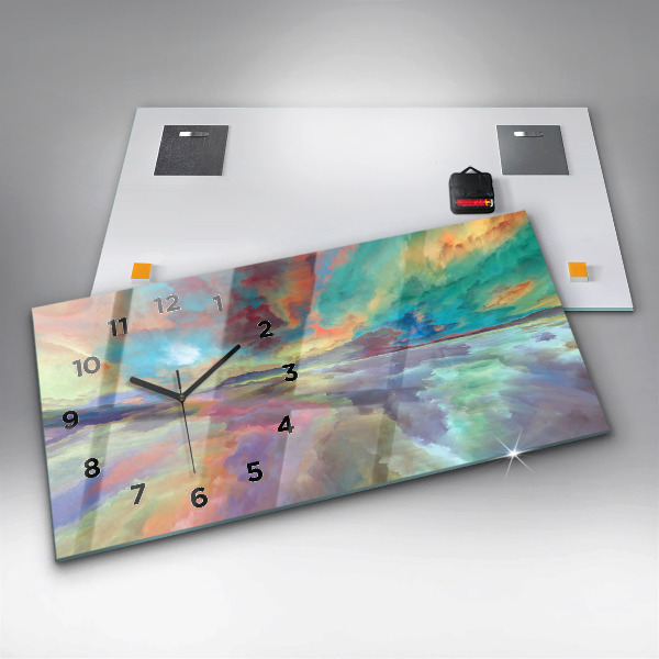 Ceas orizontale de perete din sticlă Peisaj abstract