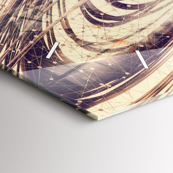 Ceas orizontale de perete din sticlă Mecanism abstract