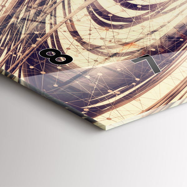 Ceas orizontale de perete din sticlă Mecanism abstract