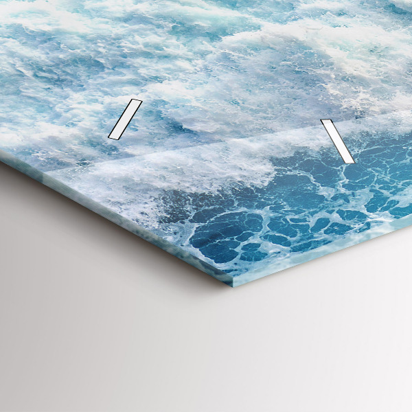 Ceas orizontale de perete din sticlă Valurile Mării