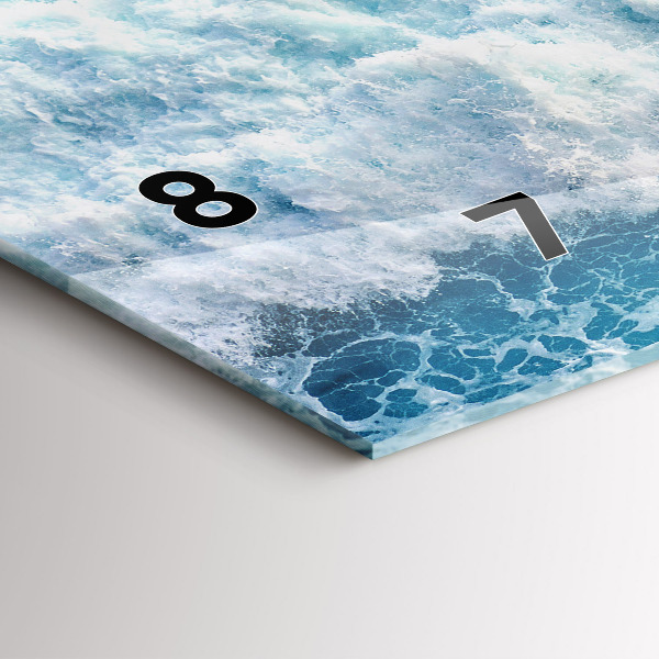 Ceas orizontale de perete din sticlă Valurile Mării