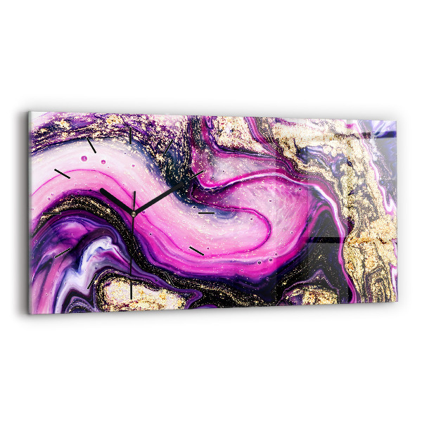 Ceas orizontale de perete din sticlă Marmură abstractă